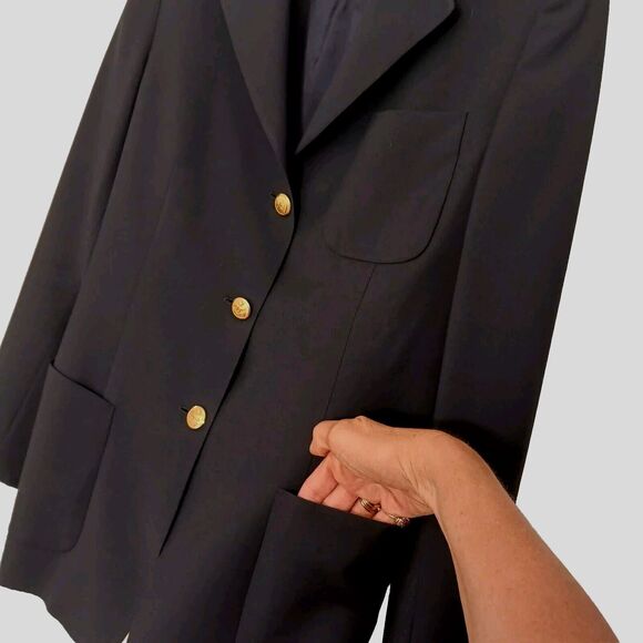 Faconnable Tailleur Albert Goldberg Navy Blue Women's BLAZER Sz 42 GOLD BUTTONS - Picture 7 of 11